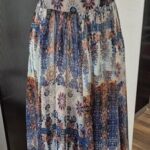 Maxikleid “ Please “ Größe 36 in Blau/Orange gemustert