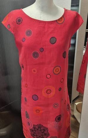 Kleid “ Made in Italy “ Größe M in Pink gemustert 100% Leinen