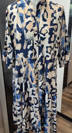 Kleid “ Emma Fashion “ Größe 40/42 in Blau/Beige gemustert NEU!