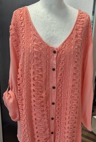 Bluse “ Abbino Less is More “ Größe 44/46 in Apricot 100% Baumwolle