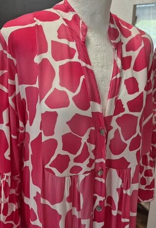 Maxikleid “ Aust “ Größe 40/42 in Pink/Weiß gemustert