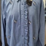 Bluse “ Jones “ Größe 42 in Blau/Bestickt NEU!
