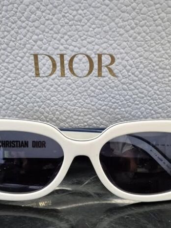 Sonnenbrille mit Etui “ DIOR “ in Weiß/Blau