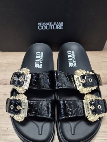 Pantoletten “ Versace Jeans Couture “ Größe 38 in Schwarz/Gold