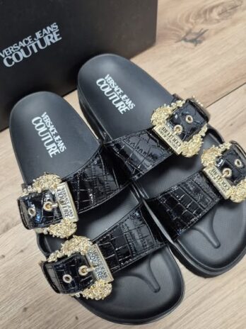 Pantoletten “ Versace Jeans Couture “ Größe 38 in Schwarz/Gold