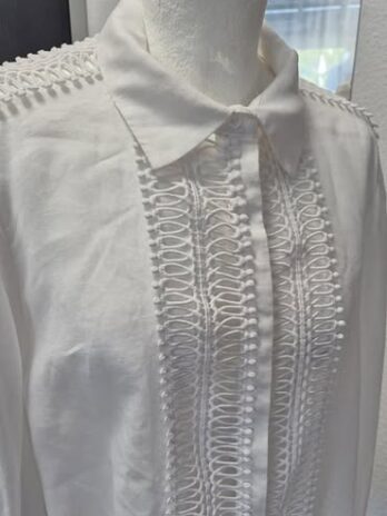 Bluse “ Rena Marx “ Größe 40 in Weiß/Spitze 100% Ramie