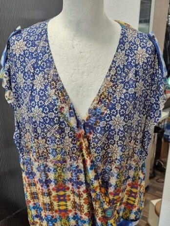 Bluse “ Jones “ Größe 40 in Blau/Bunt gemustert