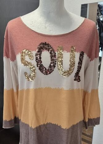 Shirt “ Key Largo “ Größe 38 in Schlamm/Maisgelb/Offwhite/Pailletten