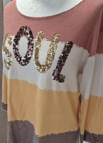 Shirt “ Key Largo “ Größe 38 in Schlamm/Maisgelb/Offwhite/Pailletten