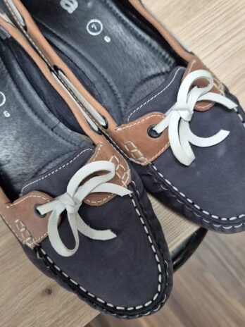 Mokassins “ ARA “ Größe 42 in Dunkelblau/Cognac/Leder