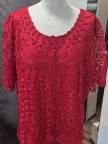 Shirt “ Habella “ Größe 48 in Rot/Spitze