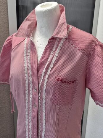 Bluse “ Spieth & Wensky “ Größe 38 in Rot/Weiß gemustert 64% Baumwolle