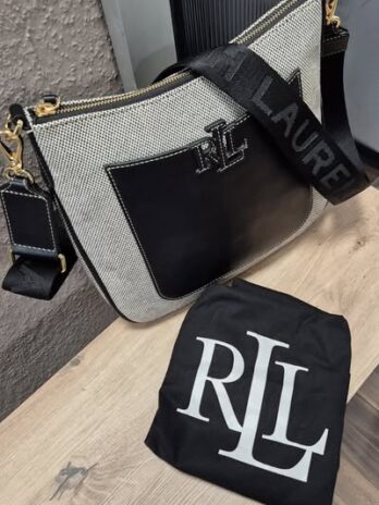 Tasche “ Ralph Lauren “ in Schwarz/Weiß gemustert Leder/Textil NEU! Breite ca 29cm Höhe ca 27cm