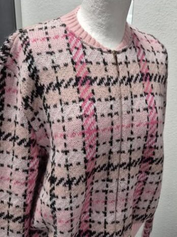 Strickblouson “ Marccain “ Größe 44 (N6) in Rosa/Pink/Schwarz/Weiß kariert 31% Alpaka 22% Wolle