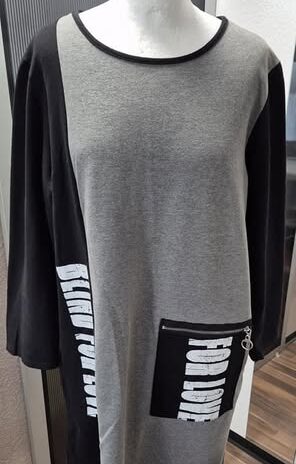 Kleid “ 158C “ Größe 42 in Schwarz/Grau/Weiß Print