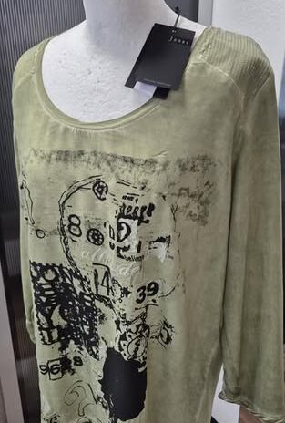 Shirt “ Jones “ Größe 38 in Khaki/Schwarz Print Pailletten NEU!