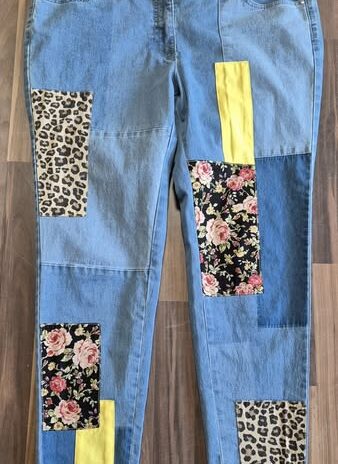 Jeans “ Ulla Popken “ Größe 46 in Blau/Bunt gemustert