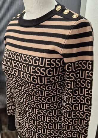 Pulli “ Guess “ Größe 36 in Camel/Schwarz Logoprint