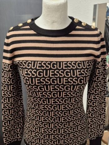 Pulli “ Guess “ Größe 36 in Camel/Schwarz Logoprint