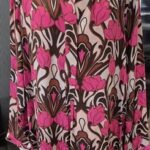 Kleid “ Milano Italy “ Größe 48 in Braun/Pink/Beige gemustert