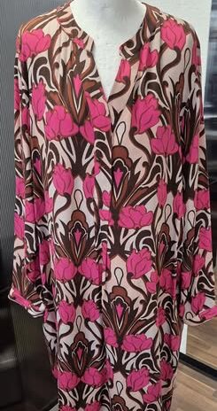 Kleid “ Milano Italy “ Größe 48 in Braun/Pink/Beige gemustert