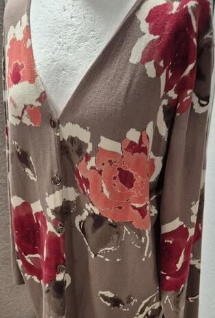 Cardigan “ Gerry Weber “ Größe 42 in Mocca/Beige/Tettacotta gemustert 80% Baumwolle