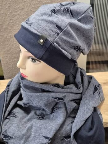 Beanie&Dreickstuch “ Handarbeit “ in Rauchblau NEU!
