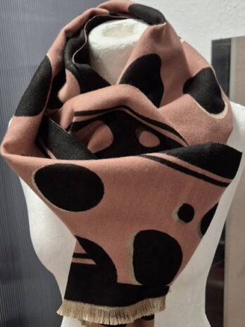 Wendeschal “ Made in Italy “ in Schwarz/Cognac/Gold 70% Viscose 30% Wolle