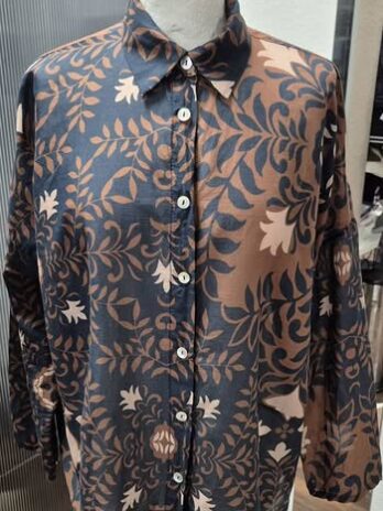 Bluse “ S. Oliver “ Größe 44 in Braun/Dunkelblau/Beige gemustert