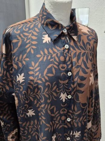 Bluse “ S. Oliver “ Größe 44 in Braun/Dunkelblau/Beige gemustert