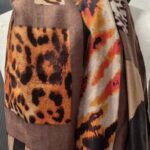 Schal “ Made in Italy “ Größe OS in Braun/Mocca/Schwarz/Terracotta gemustert 50% Viscose 50% Baumwolle