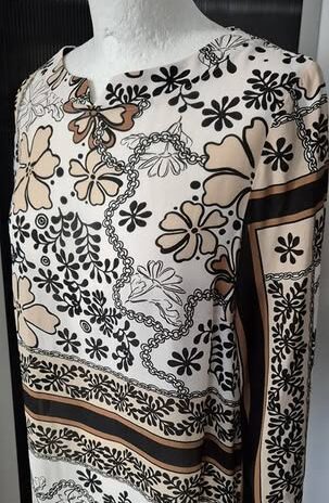 Bluse “ Jones “ Größe 36 in Schwarz/Beige/Cognac gemustert 100% Viscose