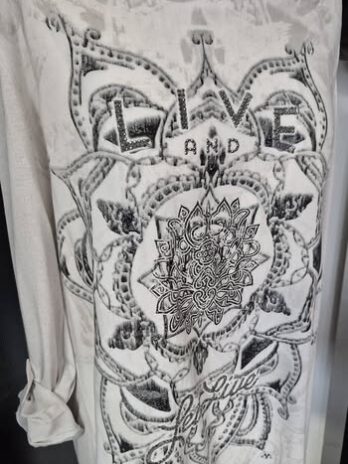 Shirt “ Monari “ Größe 40 in Beige/Schwarz/Print Baumwolle/Viscose