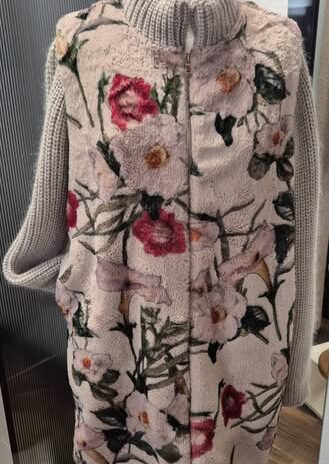 Jacke “ Ayfee “ Größe 38/40 in Beige/Floral Webpelz/Strick 30% Mohair 10% Wolle