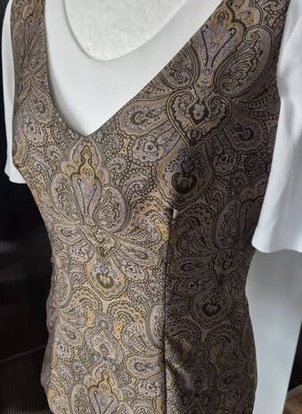 Gilet “ Isabel Marant “ Größe 38 in Olivgrün/Lila/Curry gemustert 100% Seide