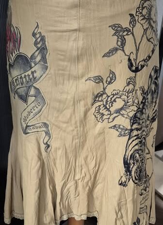 Rock “ Roberto Cavalli “ Größe 36 in Senfgelb/Schwarz/Leder