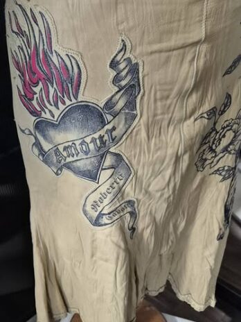 Rock “ Roberto Cavalli “ Größe 36 in Senfgelb/Schwarz/Leder