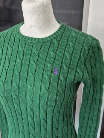 Pulli “ Ralph Lauren “ Größe 36 in Grün/Zopfmuster 100% Baumwolle