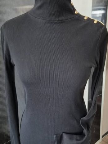 Rippshirt “ Ralph Lauren “ Größe 36 in Schwarz mit Goldknöpfen 100% Baumwolle