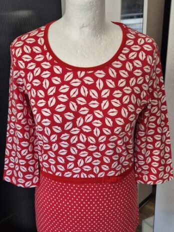 Shirt “ Riani “ Größe 36 in Rot/Weiß gemustert 92% Viscose
