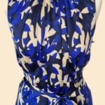 Bluse “ Mango “ Größe M in Blau/Beige gemustert