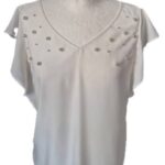 Bluse “ S. Oliver Black Label “ Größe 38 in Offwhite/Perlen