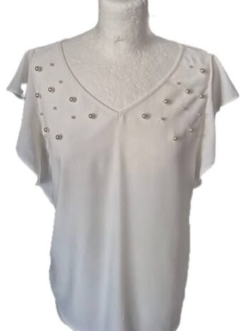 Bluse “ S. Oliver Black Label “ Größe 38 in Offwhite/Perlen