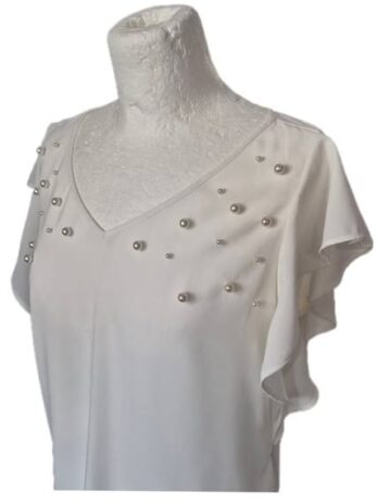 Bluse “ S. Oliver Black Label “ Größe 38 in Offwhite/Perlen