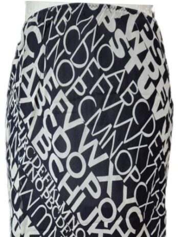 Rock “ Nienhaus & Lotz “ Größe 40/42 in Dunkelblau/Offwhite gemustert elastischer Bund 100% Viscose