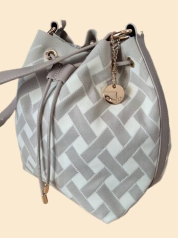 Tasche “ Diana & Co “ in Taupe/Offwhite/Textil gemustert Breite ca 32cm Höhe ca 25cm
