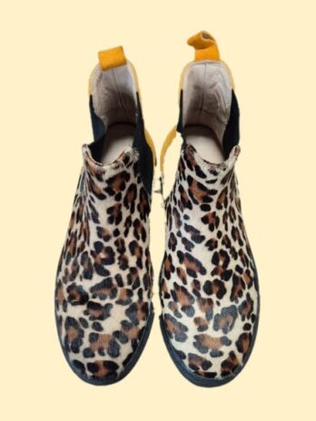 Booties “ Madeleine “ Größe 37 in Maisgelb/Animalprint/Leder