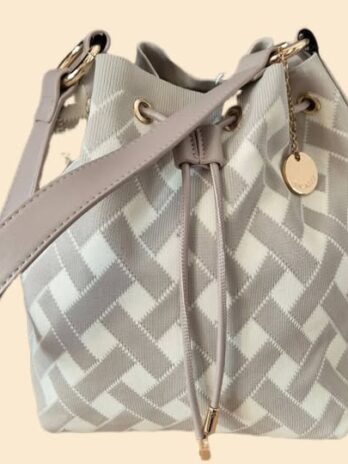 Tasche “ Diana & Co “ in Taupe/Offwhite/Textil gemustert Breite ca 32cm Höhe ca 25cm