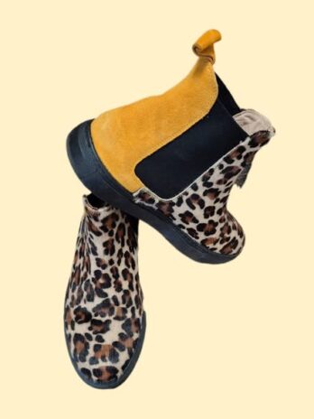 Booties “ Madeleine “ Größe 37 in Maisgelb/Animalprint/Leder