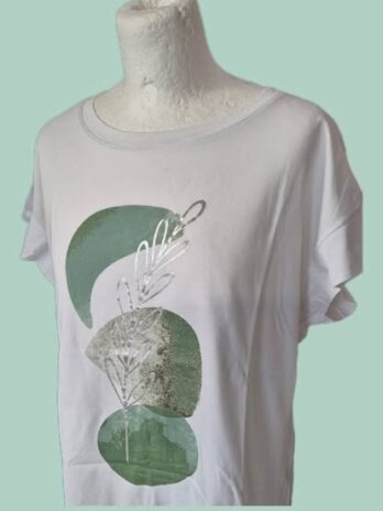 Shirt “ Aust “ Größe 40/42 in Weiß/Khaki/Silber/Print Baumwolle